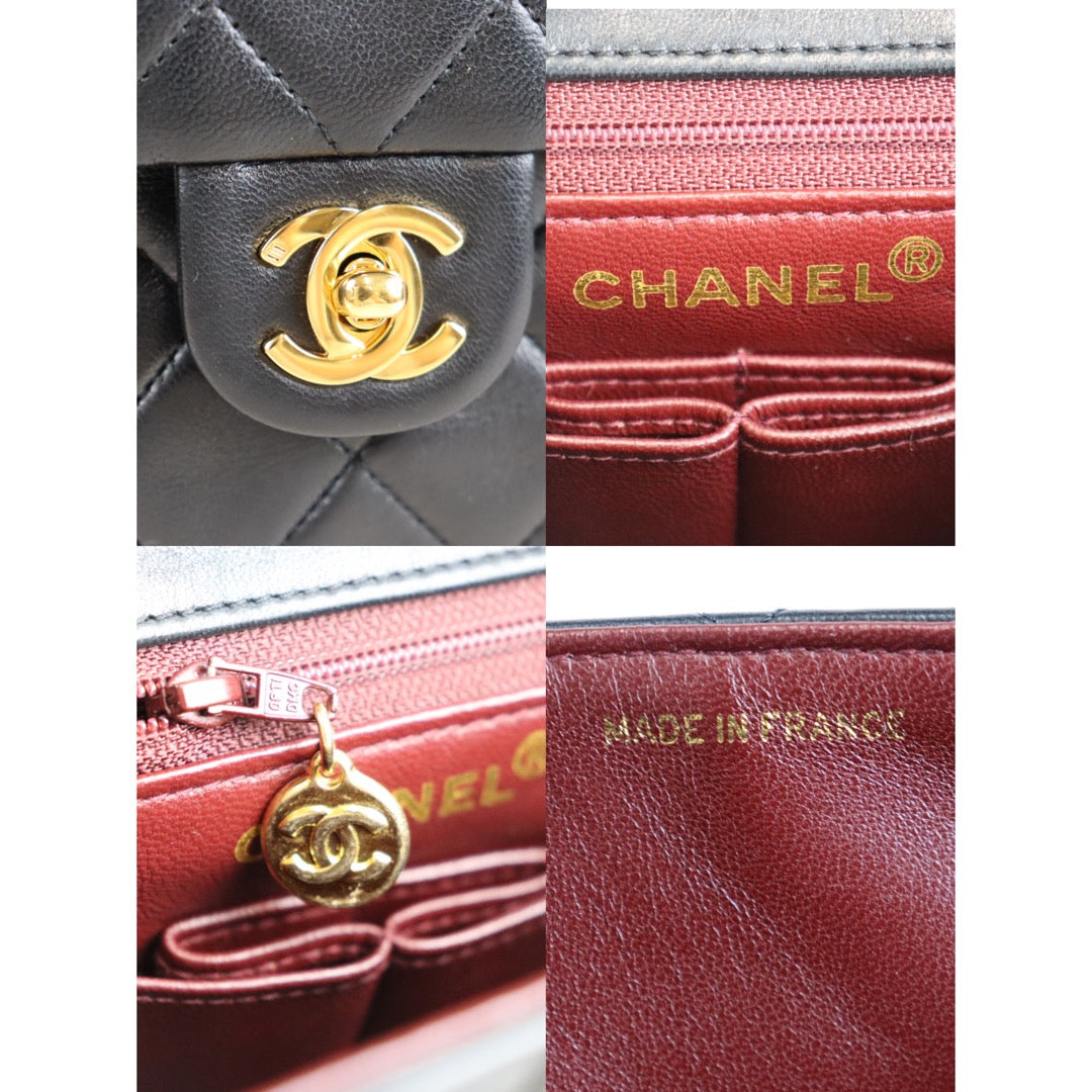 Rank A ｜ CHANEL Black Lanbskin Square Shoulder Bag ｜092405