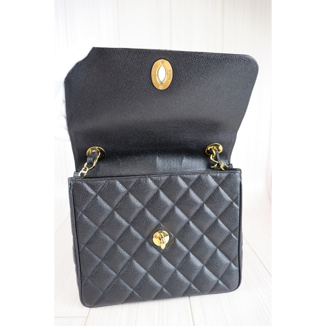 Rank AB ｜Chanel Big CC Half  Flap Bag  Medium Caviar Skin ｜092712