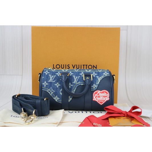 Rank S ｜  LV Monogram Denim Keepol XS M81011 2WAY Hand Shoulder Bag ｜011602