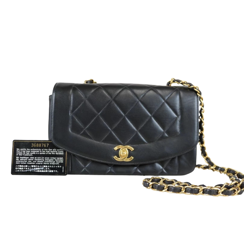 Rank A ｜ CHANEL Matrasse Diana Lamb Skin Double Flap Double Chain Bag ｜031014