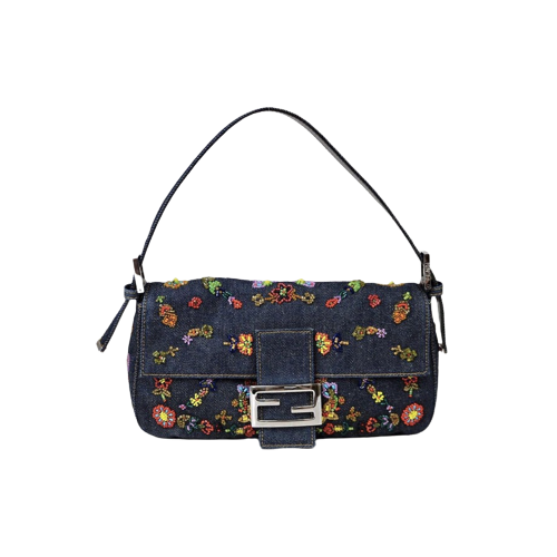 Rank A ｜     FENDI Denim Mamma Baguette Shoulder Bag     ｜092304