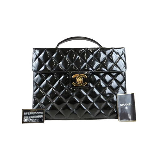 Rank A ｜CHANEL Matrasse Briefcase Patent Leather ｜012101