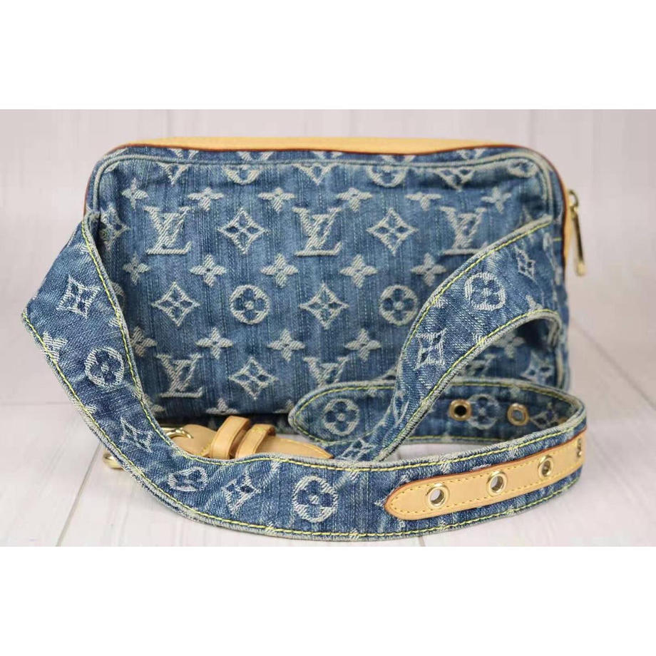 Rank A ｜    LV Monogram Denim Bum Bag Waist Pouch Body Bag    ｜092303