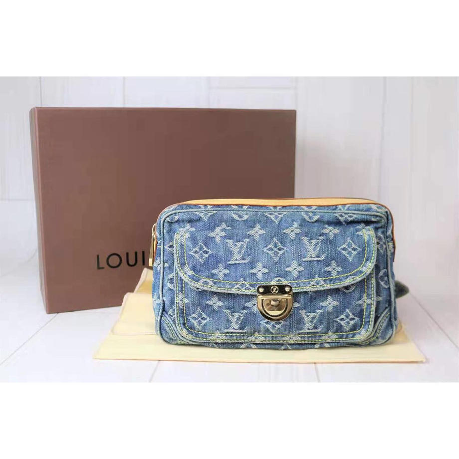 Rank A ｜    LV Monogram Denim Bum Bag Waist Pouch Body Bag    ｜092303