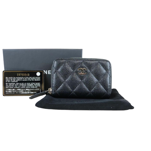 W-Rank A ｜Chanel Caviar Skin Matrasse Round Zipper Coin Case｜062003