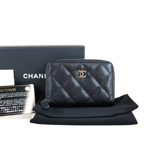 W-Rank A ｜Chanel Caviar Skin Matrasse Round Zipper Coin Case｜060409