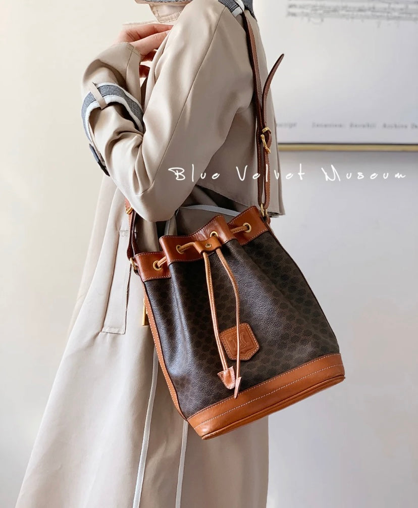 Celine Vintage Brown Macadam Canvas Tote Shoulder Bag | eBay