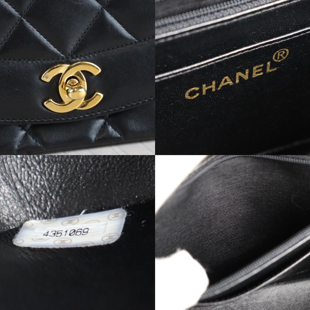 Rank A ｜ CHANEL Matrasse Diana 22 Lamb Skin Double Flap Double Chain Bag ｜22102804