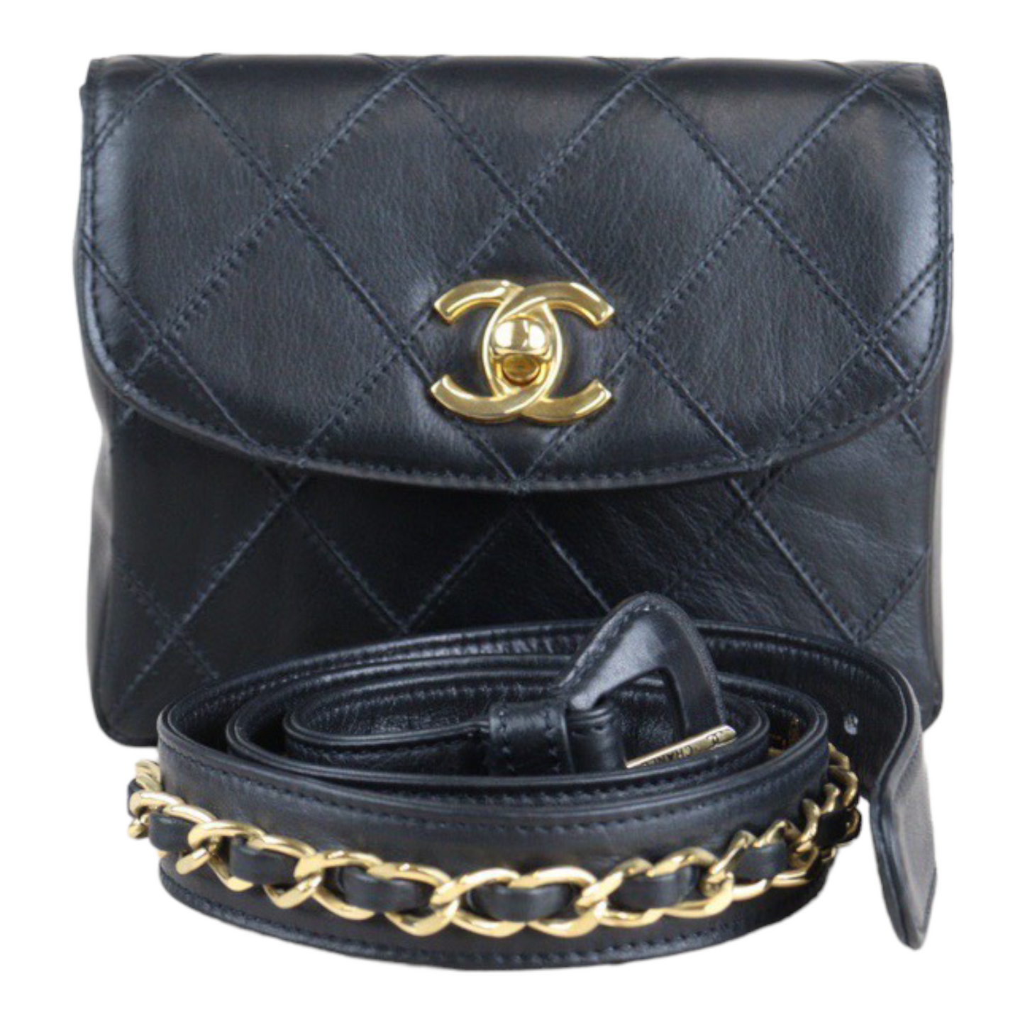 Rank A ｜ CHANEL Black Coco Mark Waist Bag ｜23020605