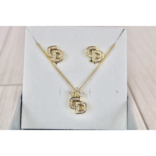 Rank A ｜ Dior Earring Necklace Set Gold｜063009