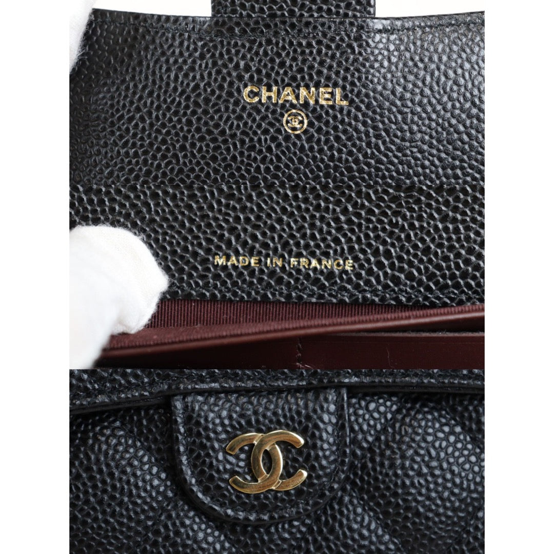 Rank SA ｜Chanel Caviar Skin Black Long Wallet｜23041307