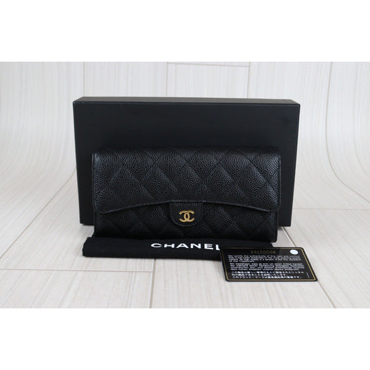 Rank SA ｜Chanel Caviar Skin Black Long Wallet｜23041307