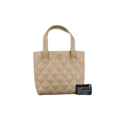 Rank A ｜Chanel Lamb Skin Wild Stitching Coco Mark Handbag ｜073015