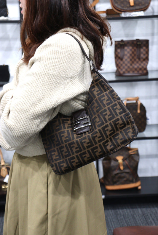 Rank A｜ FENDI Zucca Mamma Shoulder Bag ｜23032804