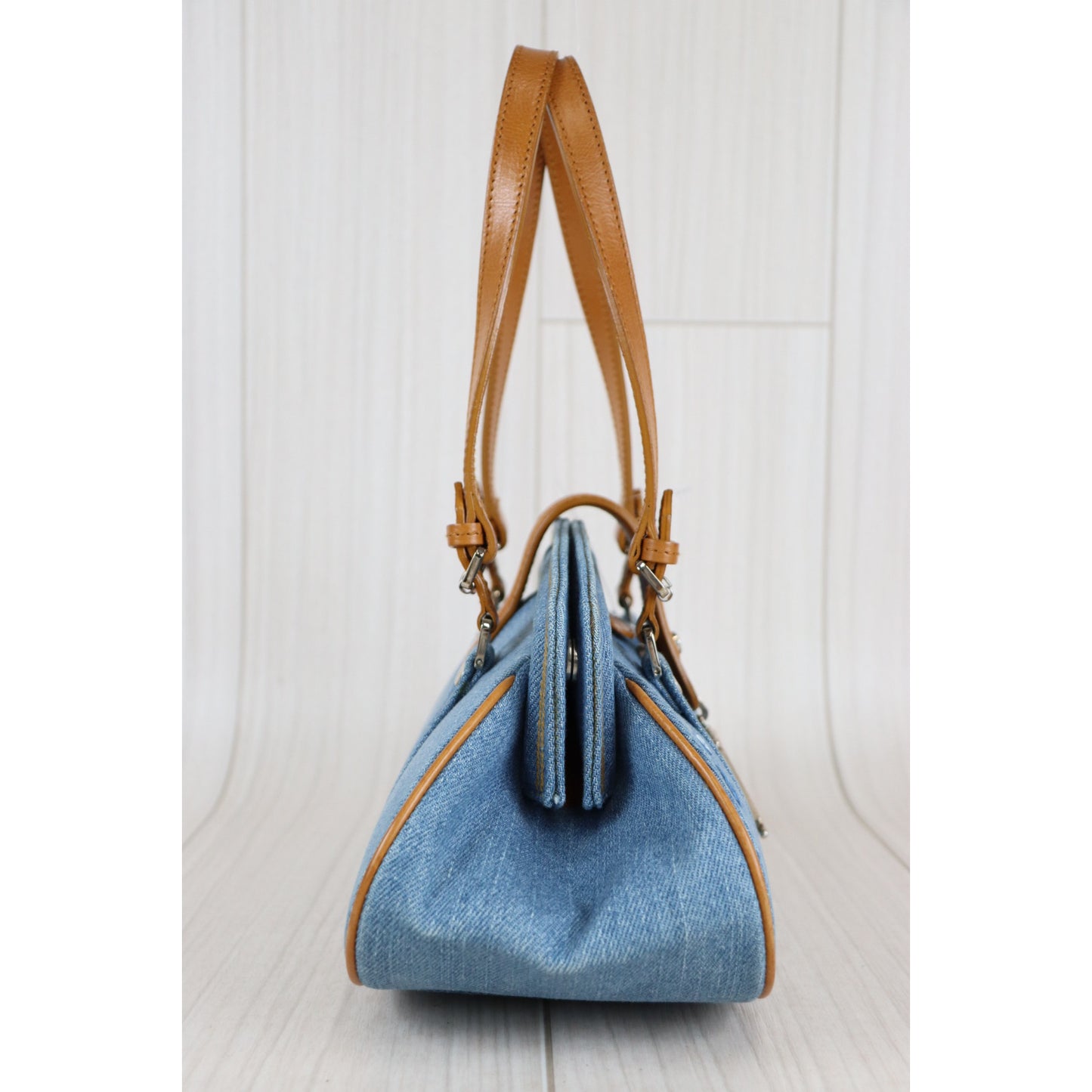 Rank A ｜Dior Denim Floral Embroidery Handbag ｜083113