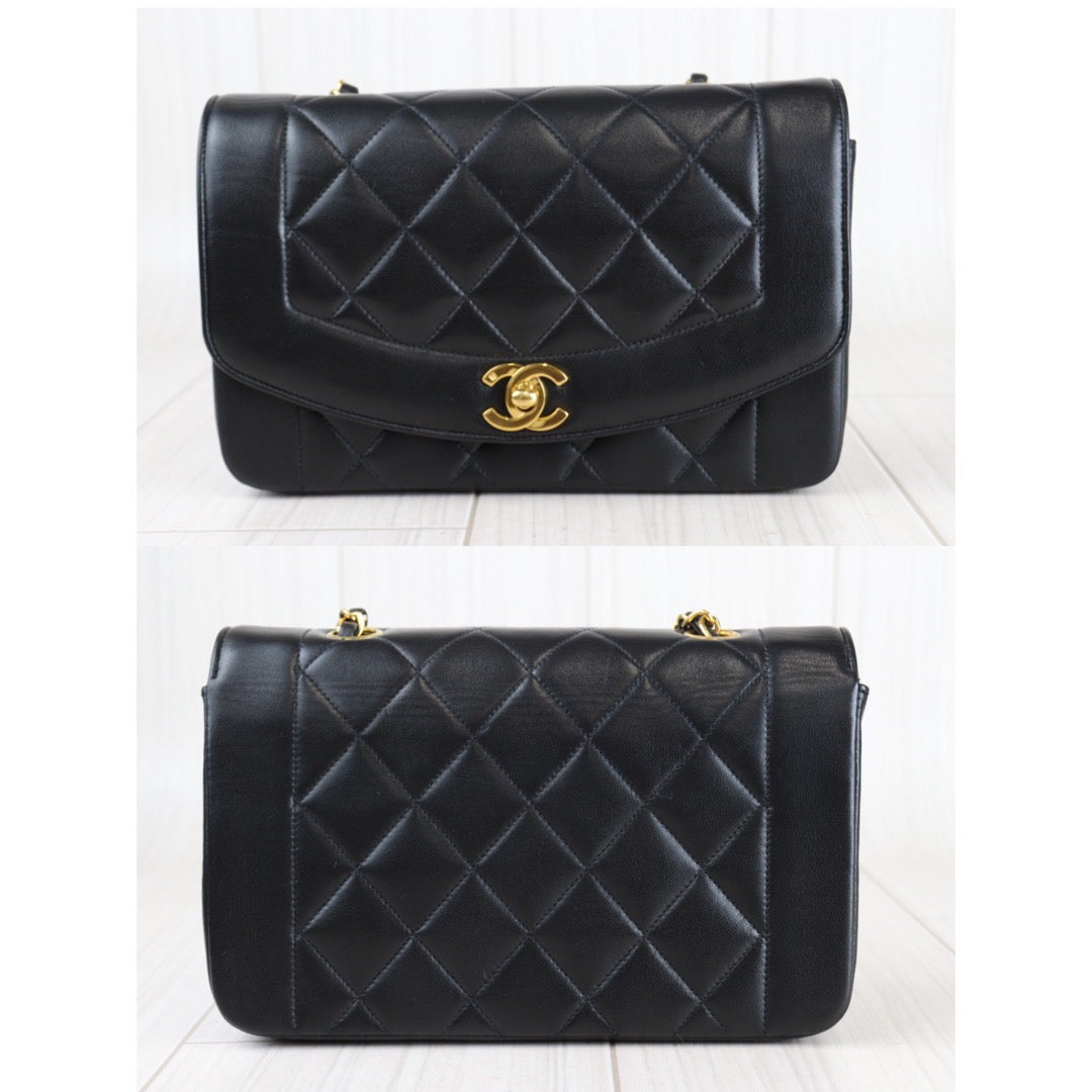 Rank A ｜ CHANEL Matrasse Diana 22 Lamb Skin Double Flap Double Chain Bag ｜23012603