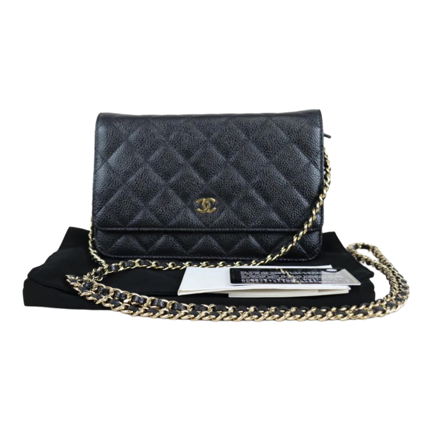 Rank A ｜ CHANEL Matelasse Caviar Skin Chain Wallet Black Gold Hardware –  BRAND GET