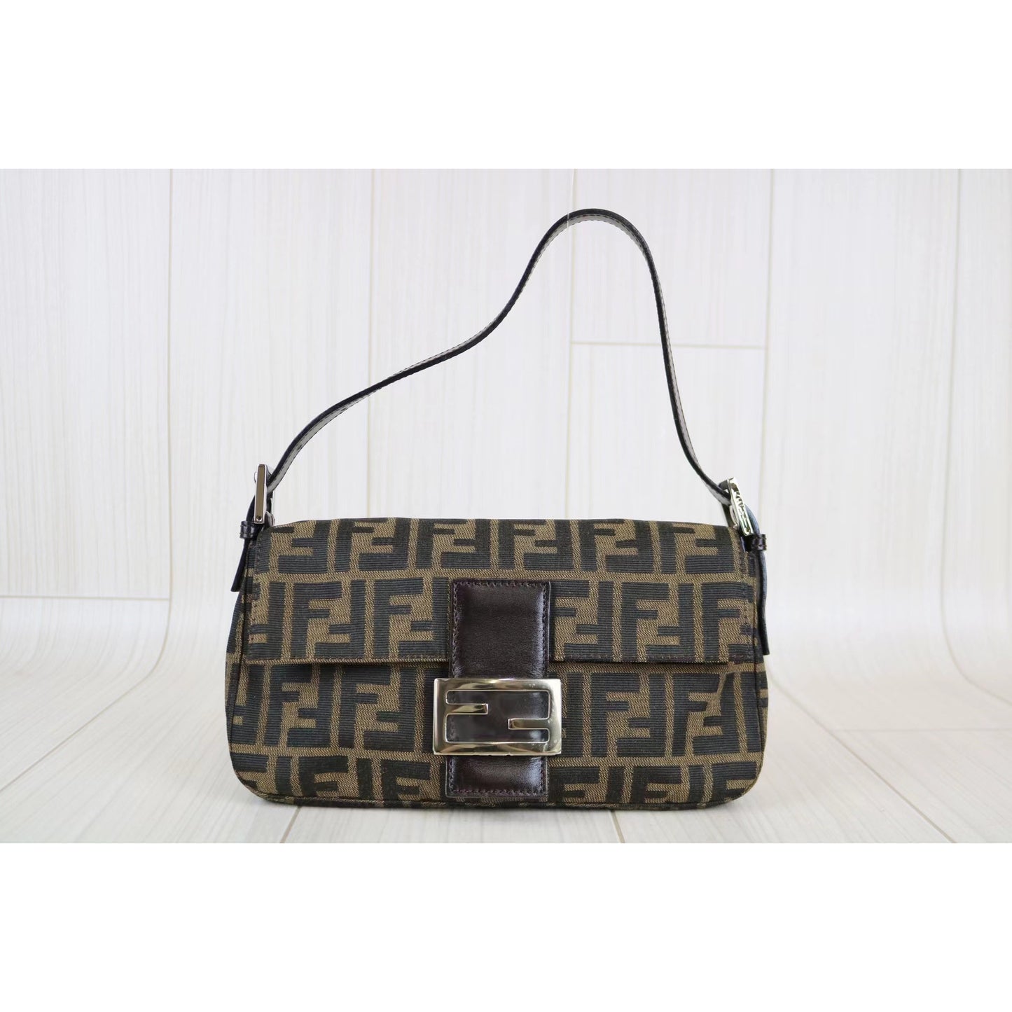 Rank A ｜ FENDI Zucca Mamma Baguette Shoulder Bag ｜061403