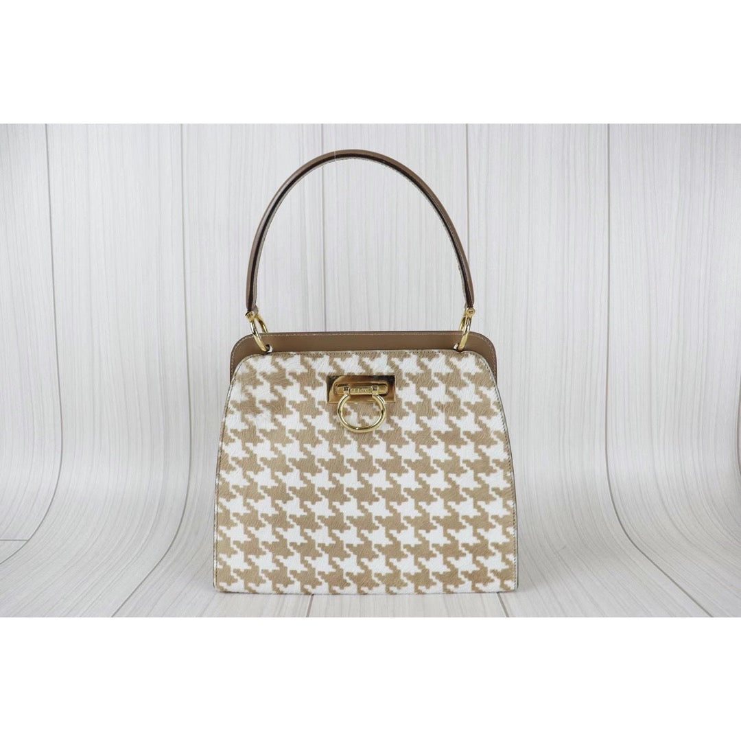 Rank A ｜ CELINE Macadam Gancini Double Face Horsehair HandBag  ｜092901