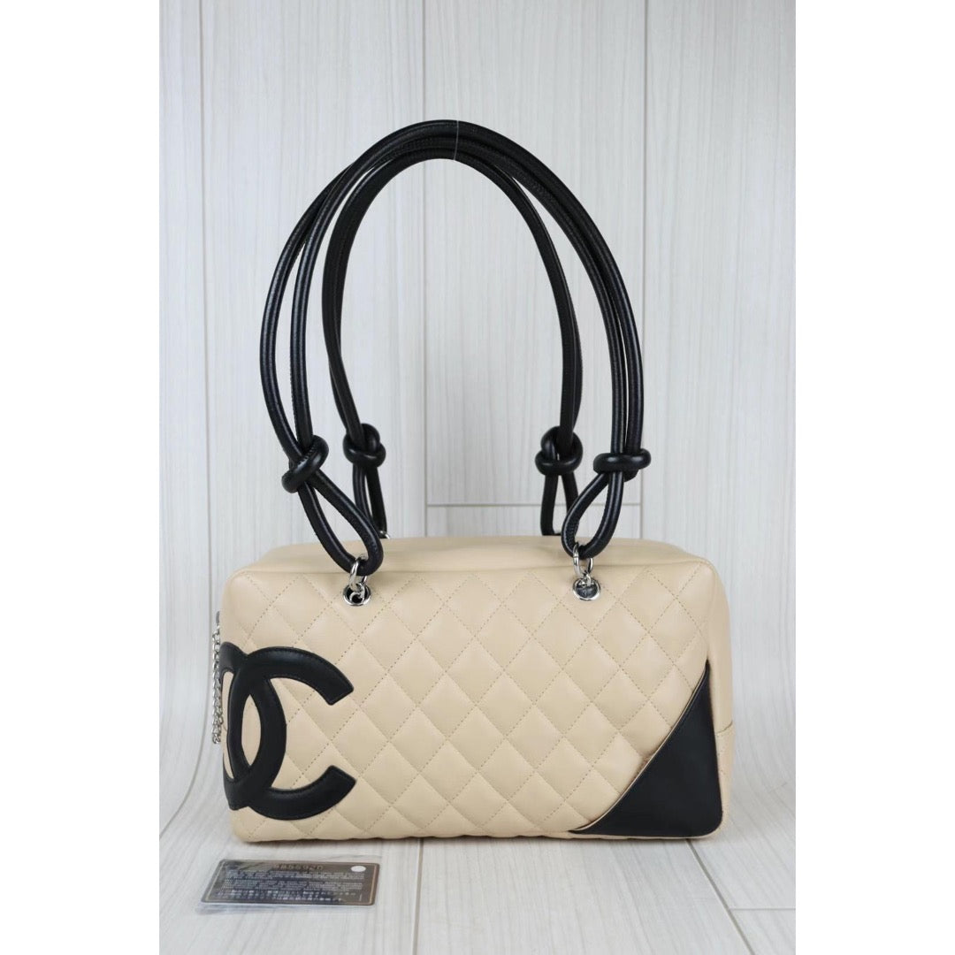 Chanel Classic Cotton Club Cambon Ligne Line Pochette Cc Logo Calfskin  Quilted Leather Mini Small Chain Silver Hardware Sho…