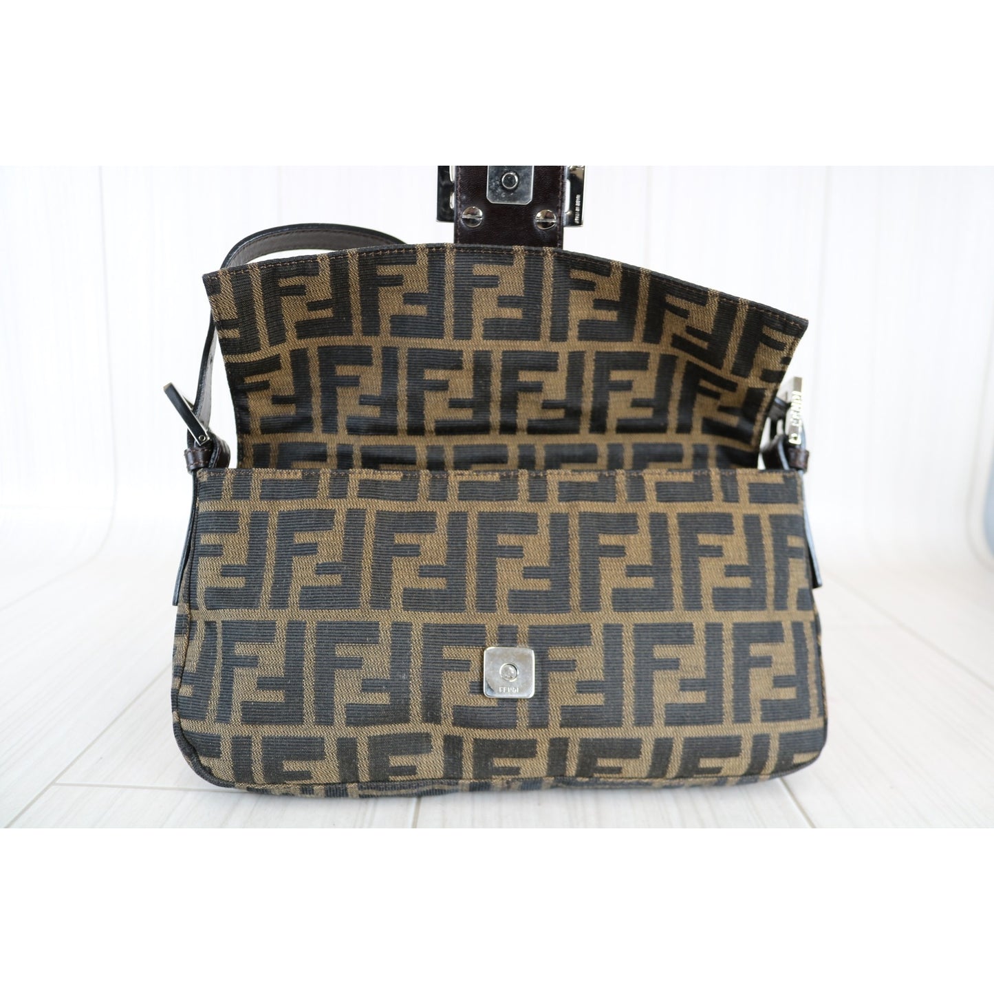 Rank A ｜ FENDI Zucca Mamma Baguette Shoulder Bag ｜050717