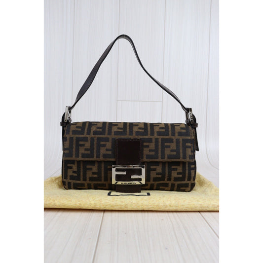 Rank A｜ FENDI Zucca Mamma Baguette Shoulder Bag ｜23040709