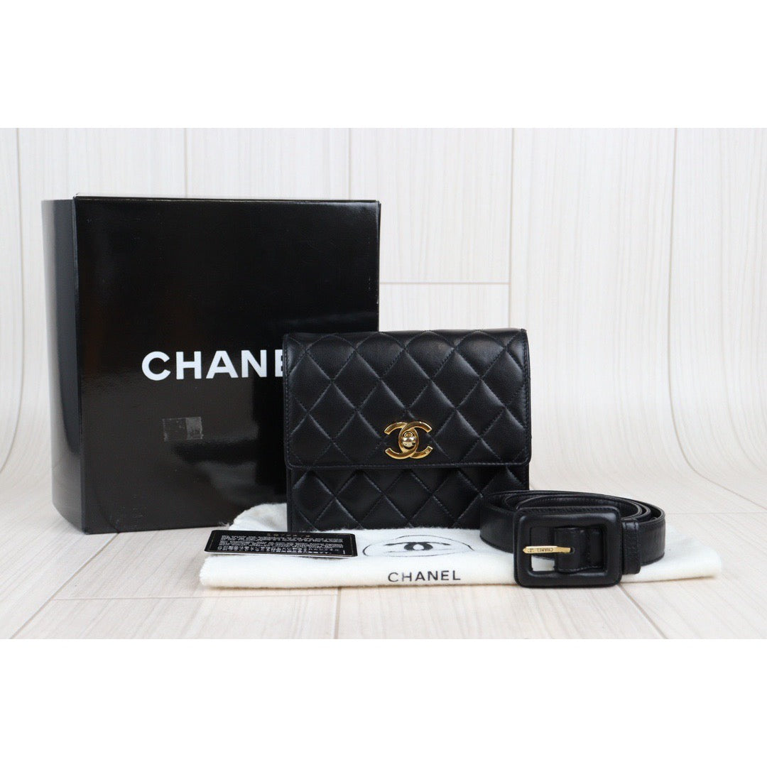 Rank A ｜ CHANEL Matrasse Lambskin Waist Bag｜23042210