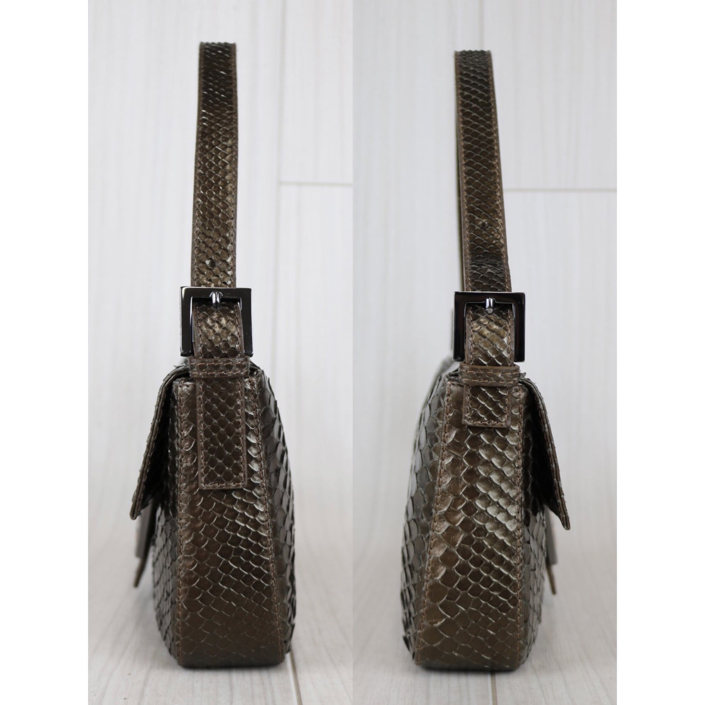 Rank A ｜ FENDI Snake Skin Baguette Shoulder Bag ｜041510