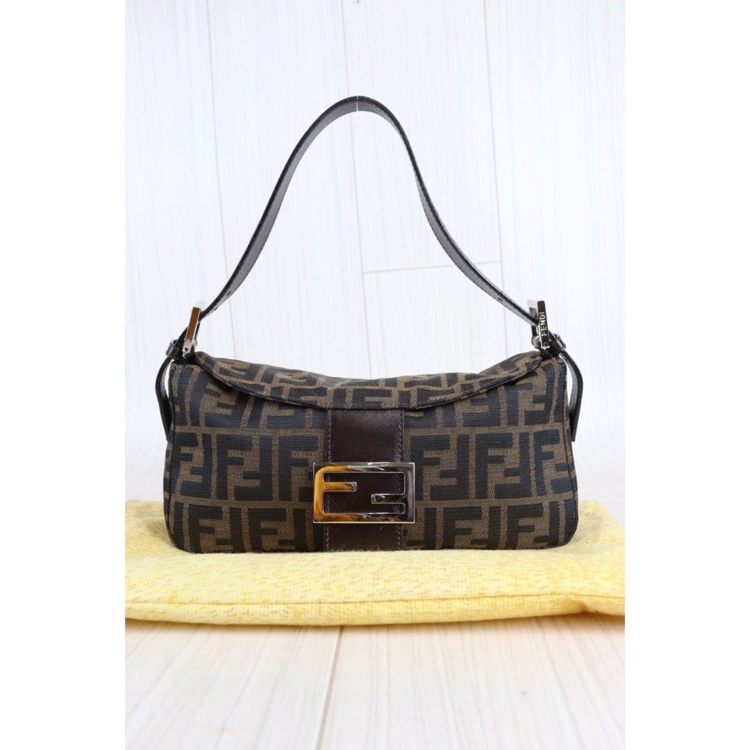 Fendi zucca discount baguette shoulder bag