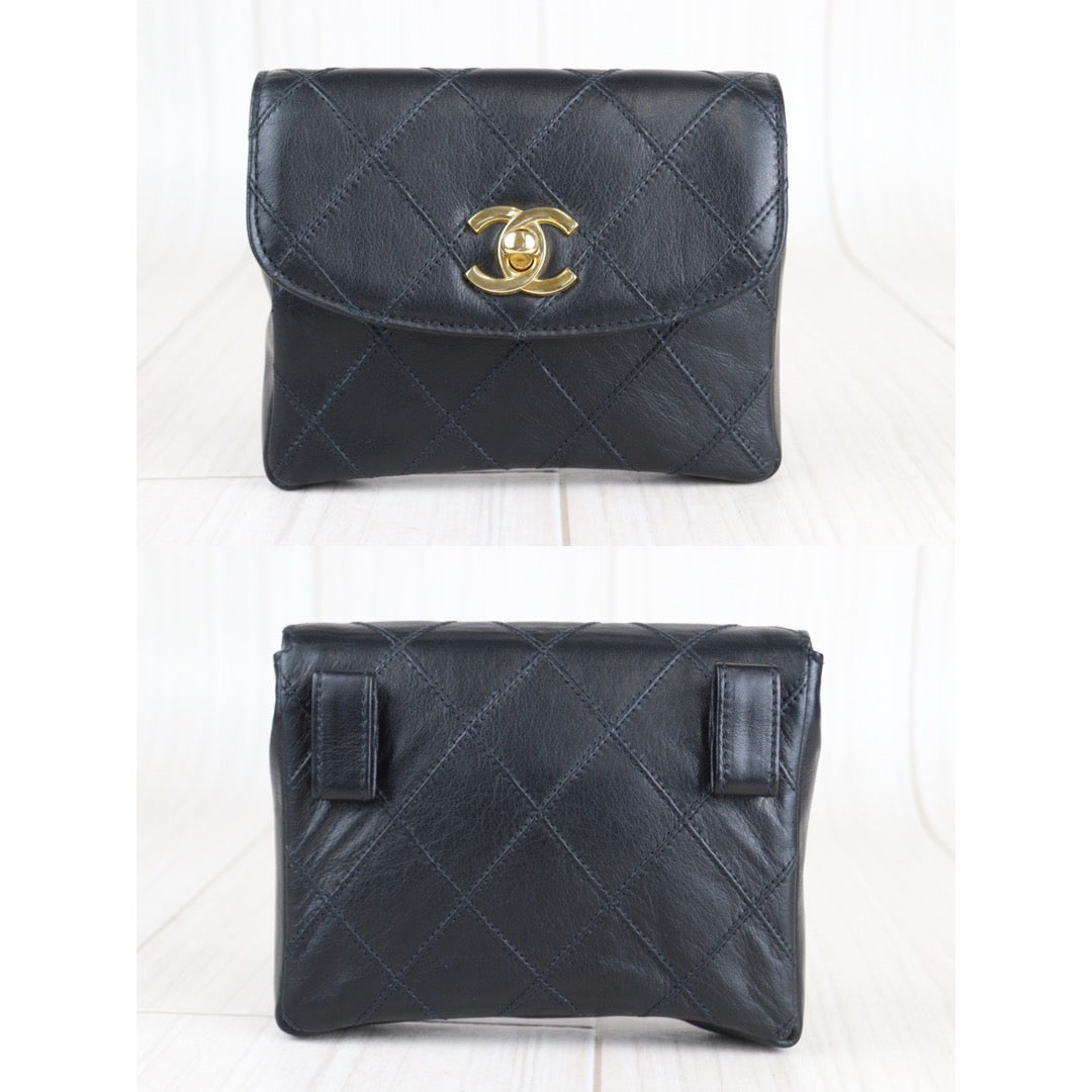 Rank A ｜ CHANEL Black Coco Mark Waist Bag ｜23020605