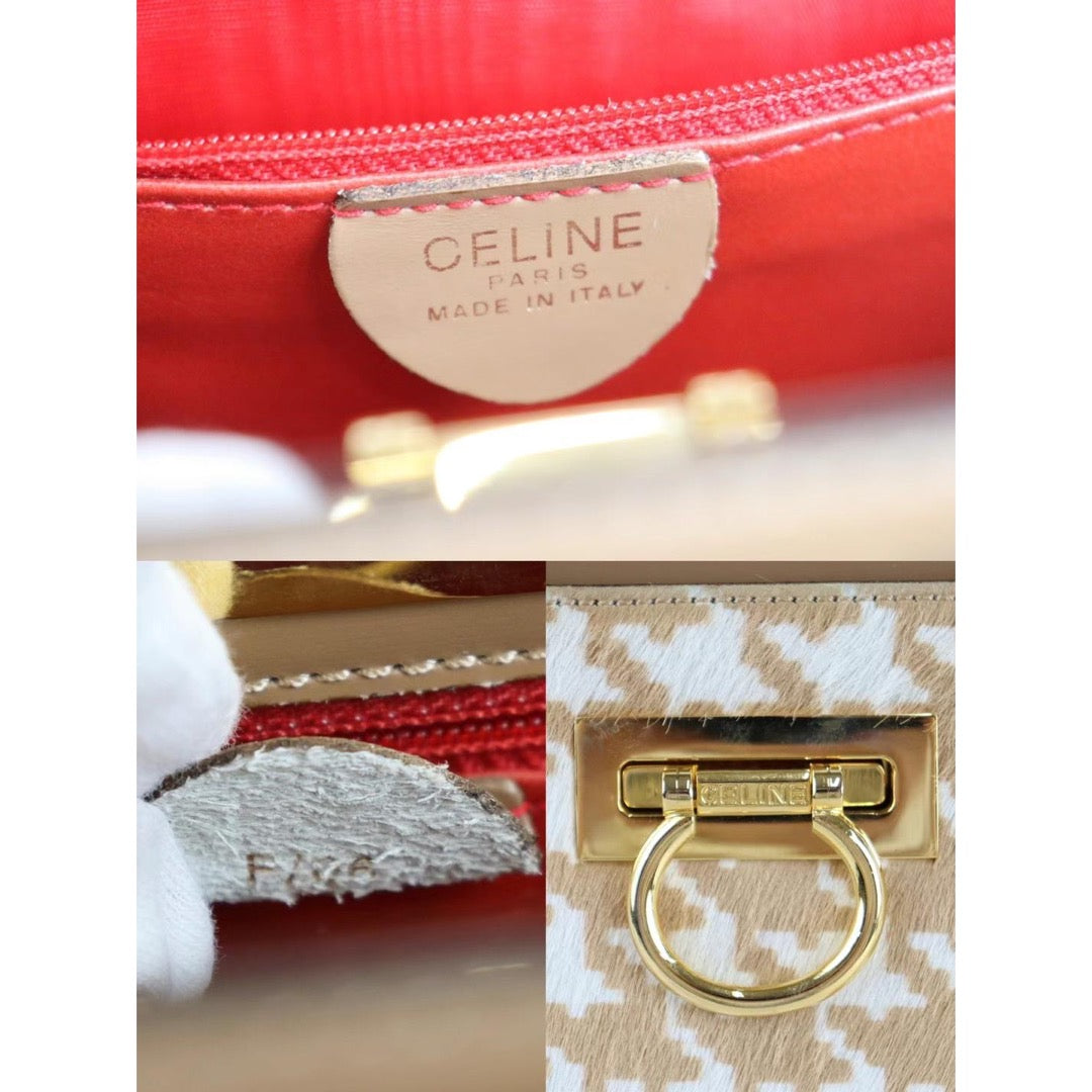 Rank A ｜ CELINE Macadam Gancini Double Face Horsehair HandBag  ｜092901