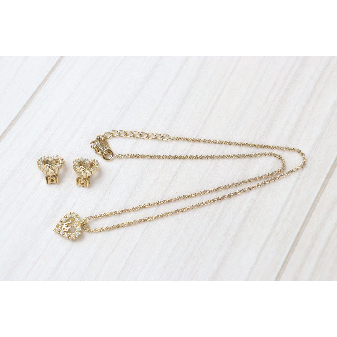 Rank SA ｜ Dior Necklace Earring Set Gold 18k Gold Plated  Rhinestone｜23041308