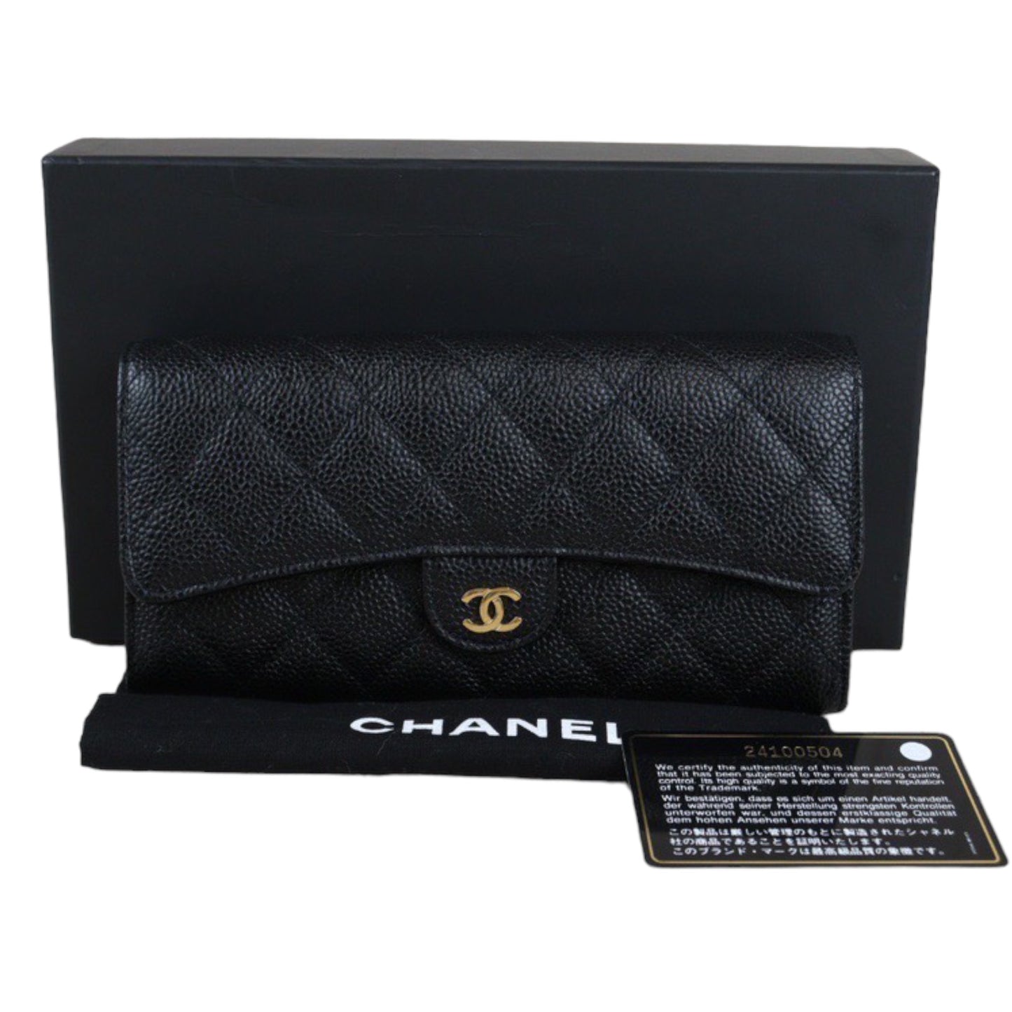 Rank SA ｜Chanel Caviar Skin Black Long Wallet｜23041307