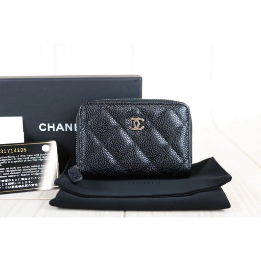 W-Rank A ｜Chanel Caviar Skin Matrasse Round Zipper Coin Case｜060409