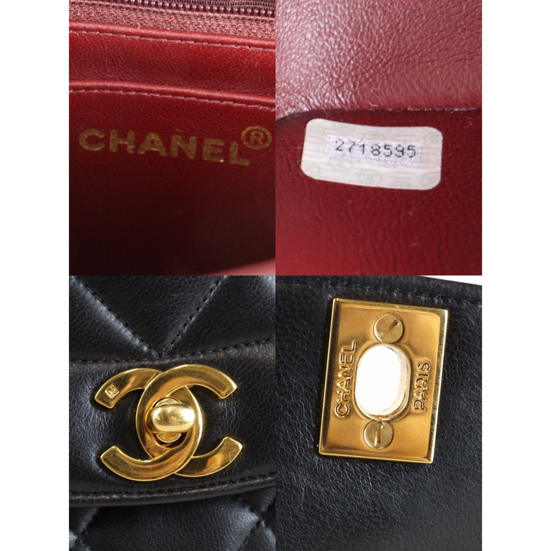 Rank A ｜ CHANEL Matrasse Diana 22 Lamb Skin Double Flap Double Chain Bag ｜23012603