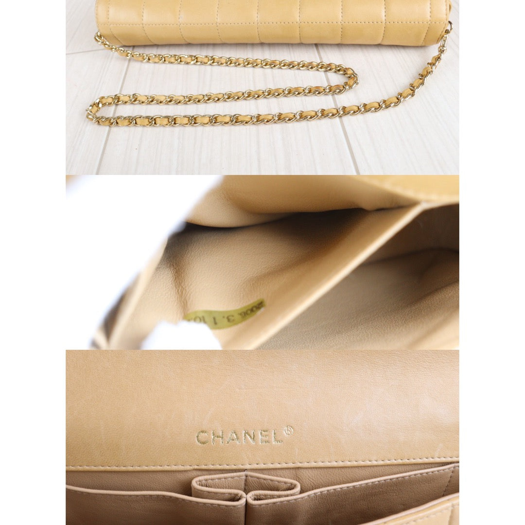 Rank A ｜ CHANEL Chain Lambskin Leather Beige Shoulder Bag ｜23020911