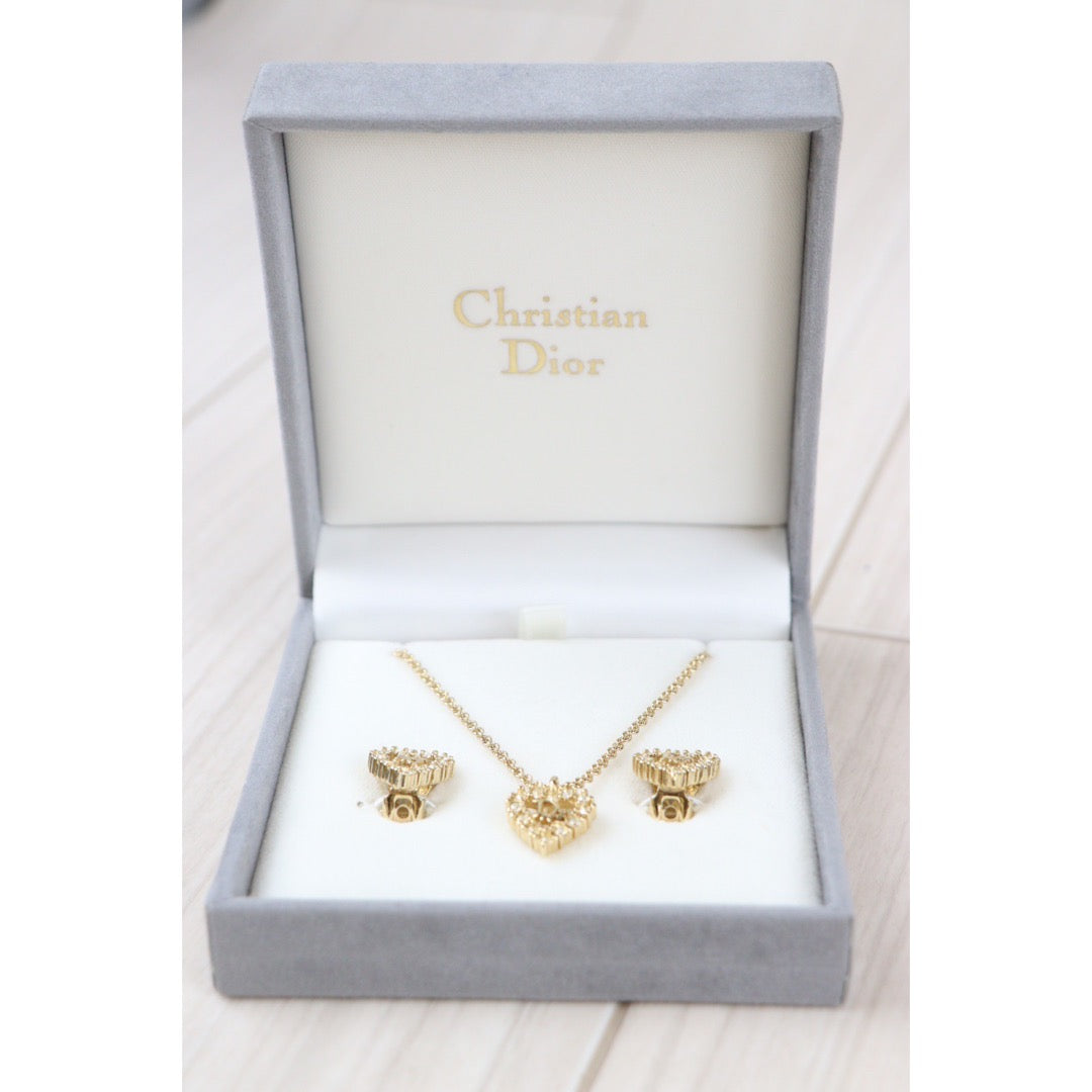 Rank SA ｜ Dior Necklace Earring Set Gold 18k Gold Plated  Rhinestone｜23041308