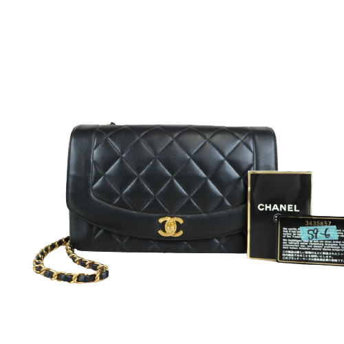 Rank A ｜ CHANEL Matrasse Diana Lamb Skin Double Flap Double Chain Bag ｜041210