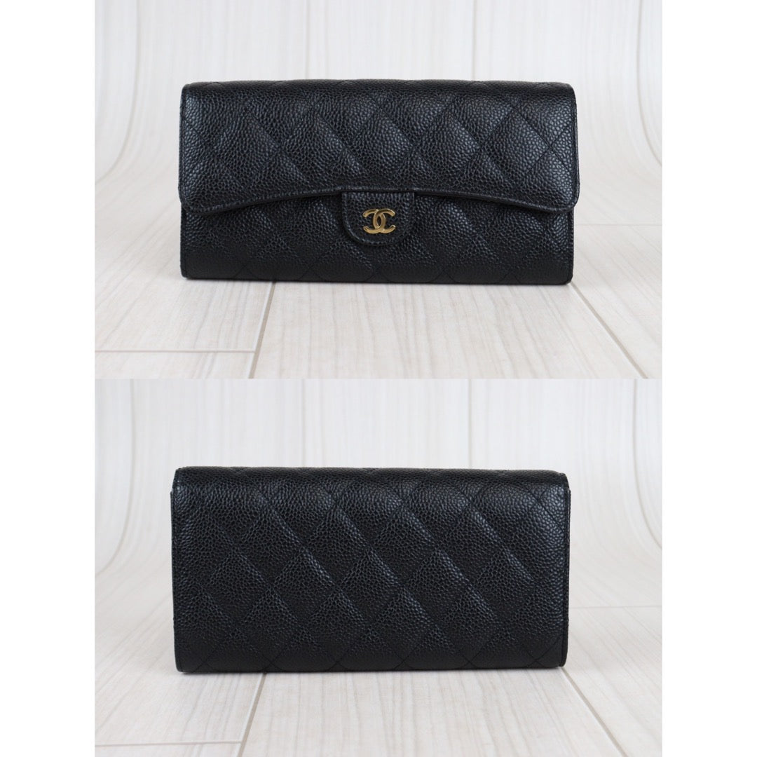 Rank SA ｜Chanel Caviar Skin Black Long Wallet｜23041307