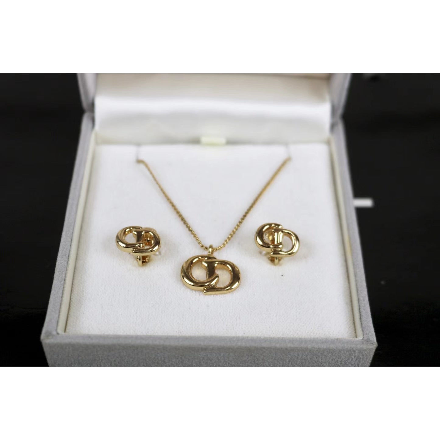 Rank S ｜ Dior Necklace Earring Set Gold ｜021719