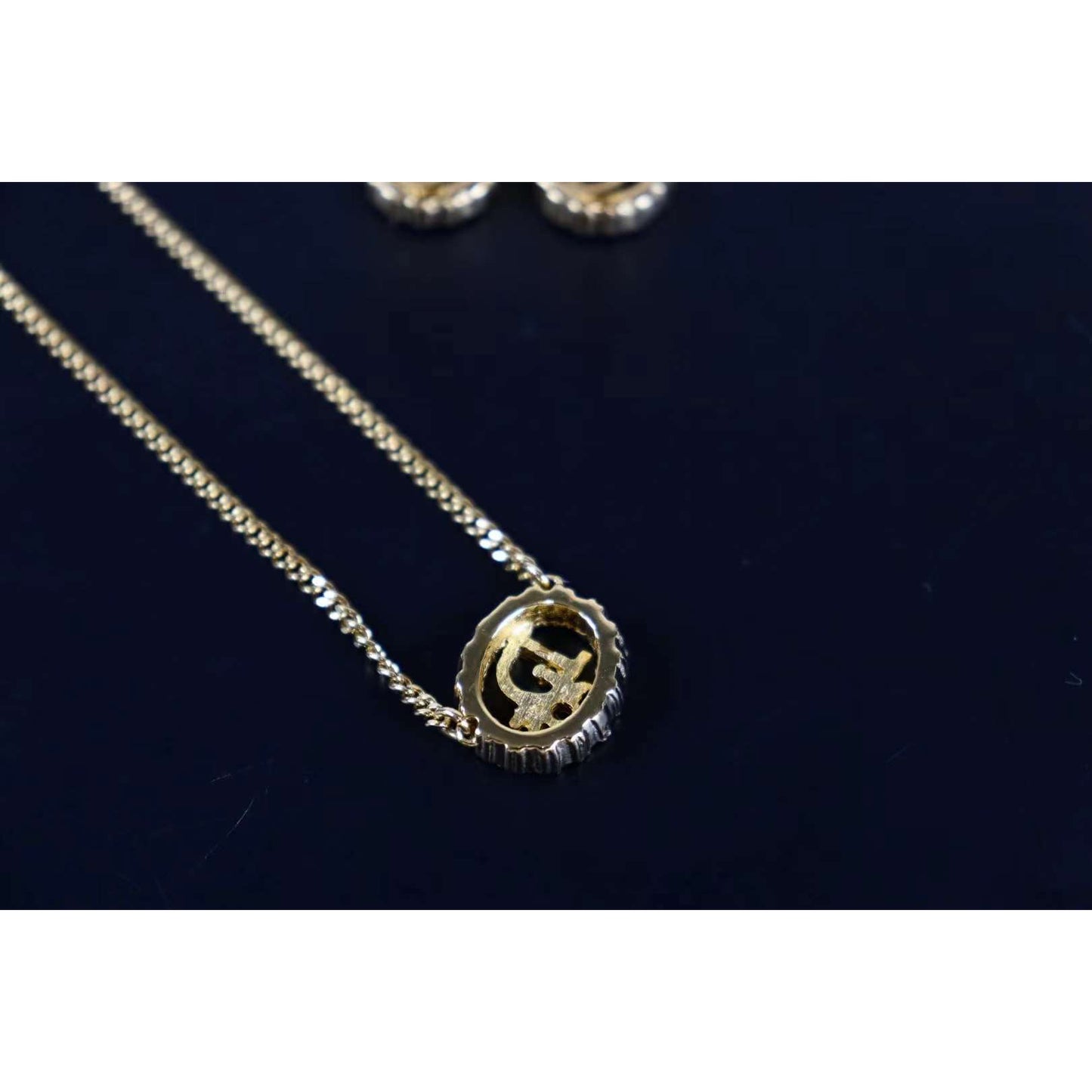 Rank A ｜ Dior Necklace Earring Set Gold 18k Gold Plated  Rhinestone｜090105