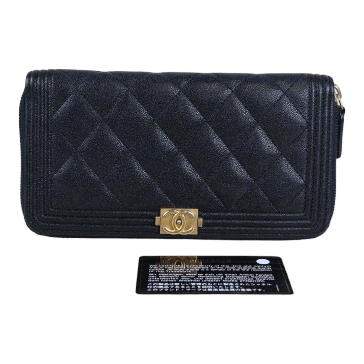 Rank A ｜Chanel Caviar Skin Navy Long Wallet｜23041303