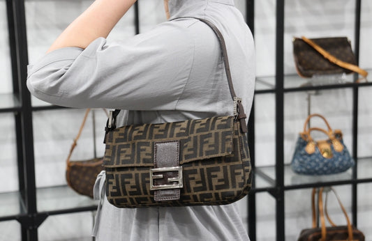 Rank A｜ FENDI Zucca Mamma Baguette Shoulder Bag ｜23041003