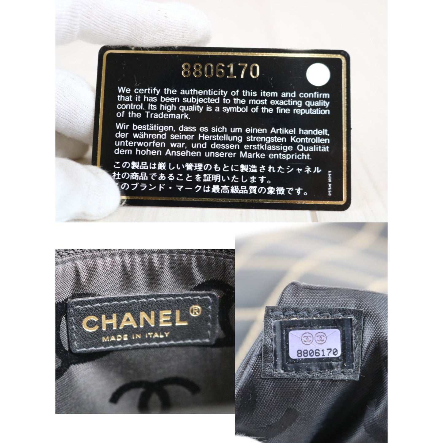 Rank A ｜Chanel Black Lamb Skin Wild Stitching Coco Mark Handbag ｜062108