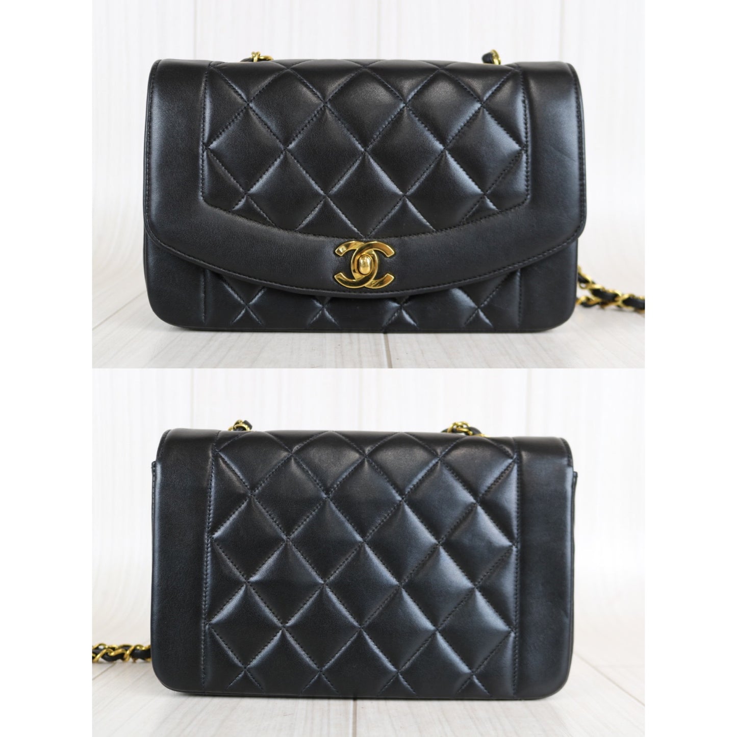 Rank A ｜ CHANEL Matrasse Diana Lamb Skin Double Flap Double Chain Bag ｜032925