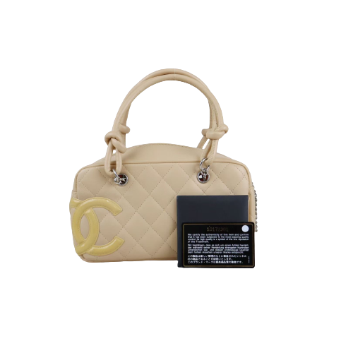 Rank A ｜ CHANEL Cambon Line CC Coco Mark Matelasse Bowling Bag Shoulder Bag Lambskin ｜  082012