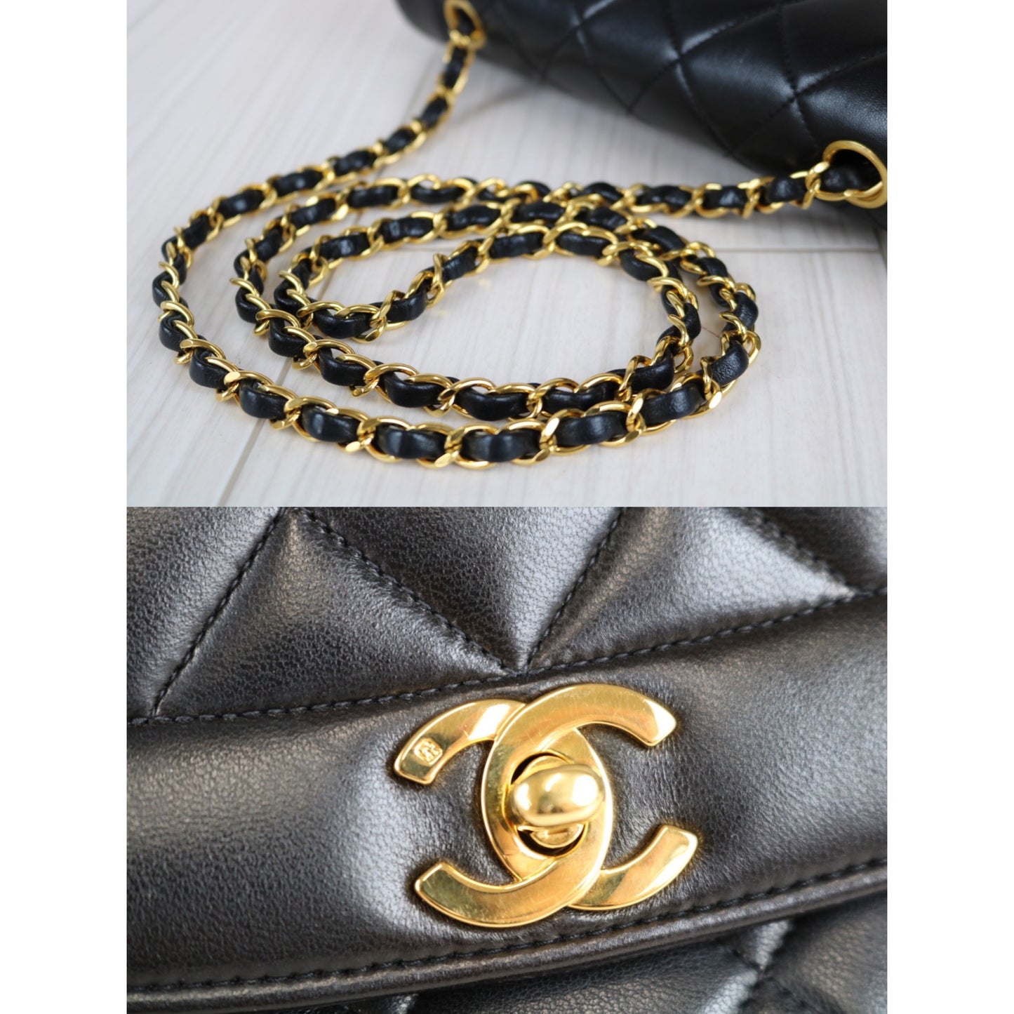 Rank A ｜ CHANEL Matrasse Diana 25 Lamb Skin Double Flap Double Chain Bag ｜070601